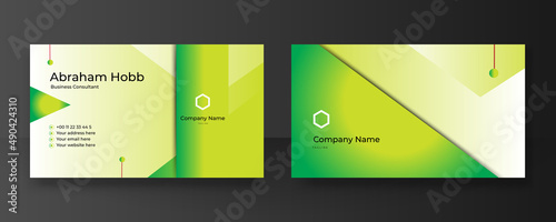 Modern elegant green business card vector background. Luxury creative clean bold business card design template. Vector illustration