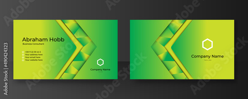 Modern elegant green business card vector background. Luxury creative clean bold business card design template. Vector illustration