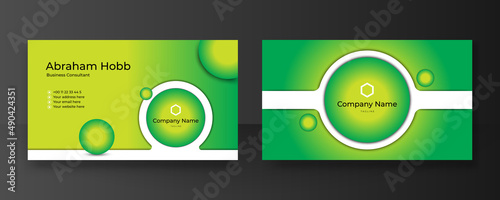 Modern elegant green business card vector background. Luxury creative clean bold business card design template. Vector illustration