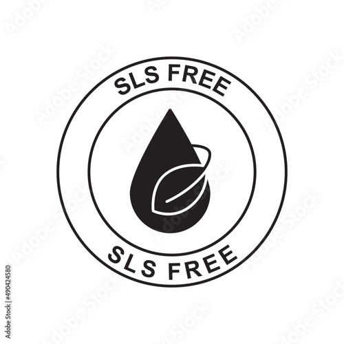 SLS  free label, sodium lauryl sulfate free icon in black flat glyph, filled style isolated on white background