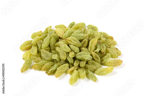 Photography green raisins fruit isolated on white background