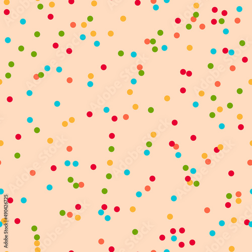 Sprinkles seamless pattern. Colorful sprinkles on solid background repeating pattern design. Vector illustration