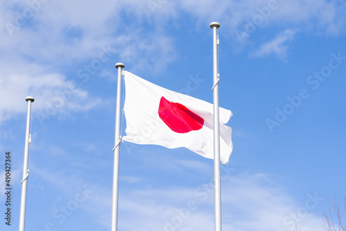 日本の国旗と空