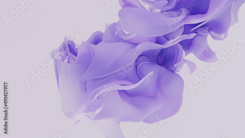 Abstract violet flying magic liquid cloth. Purple fashion background. Beautiful velvet wave. 3d rendering