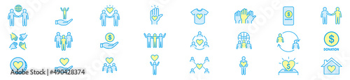 Volunteering icons set. Outline set of volunteering vector icons for web design isolated on white background