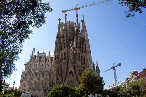 Sagrada Familia, designed by the Spanish architect Antoni Gaudi Basilica of the Sagrada Familia in Barcelona, ​​Spain. Sagrada Familia, is a large unfinished Roman Catholic minor basilica in Barcelona