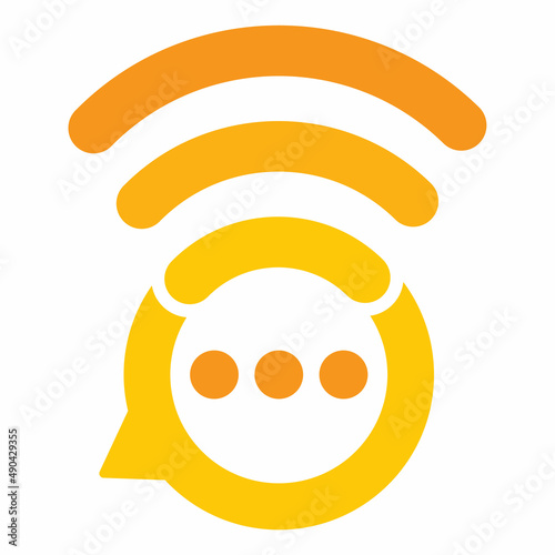 Chat wifi logo design vector sign. Chat bubble wireless logo.