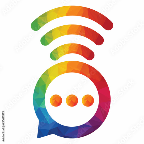 Chat wifi logo design vector sign. Chat bubble wireless logo.