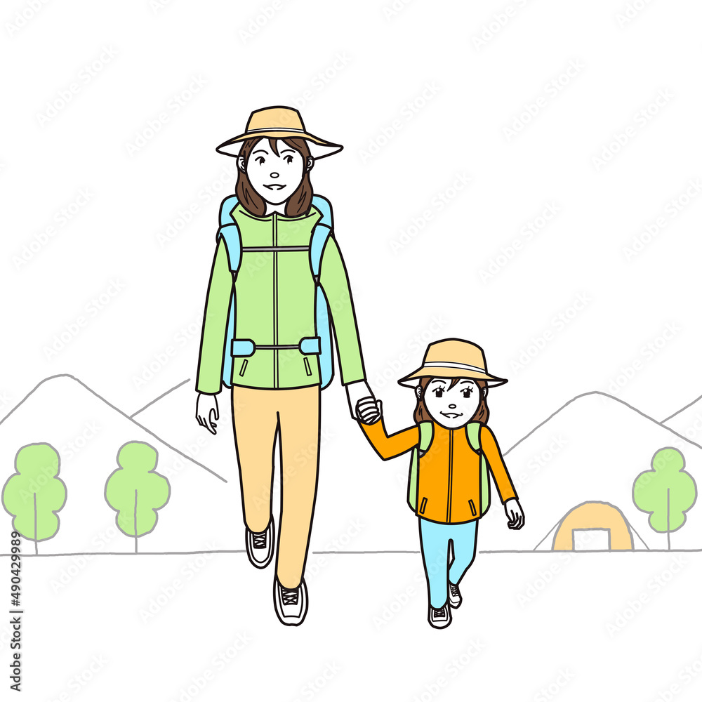 親子で手を繋いでハイキング 親子で手を繋いでハイキング
