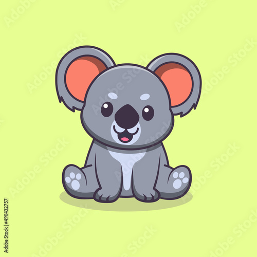 Cute koala doodle illustration, koala cartoon outline