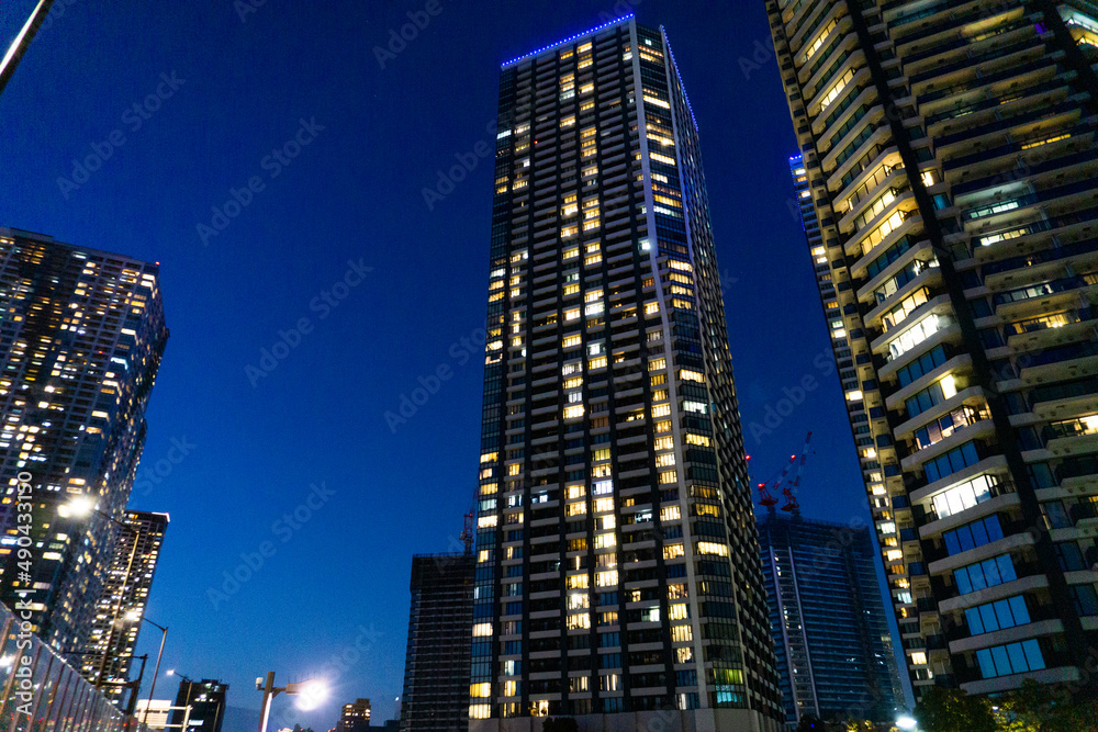 Night view of high-rise condominiums in Tokyo, Japan_82