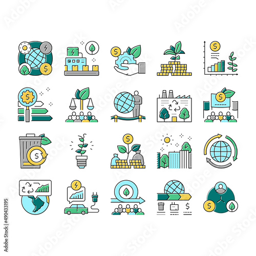 Green Economy Industry Collection Icons Set Vector .