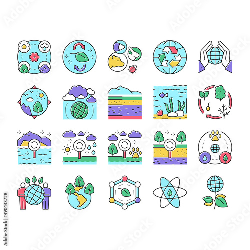 Ecosystem Environment Collection Icons Set Vector .
