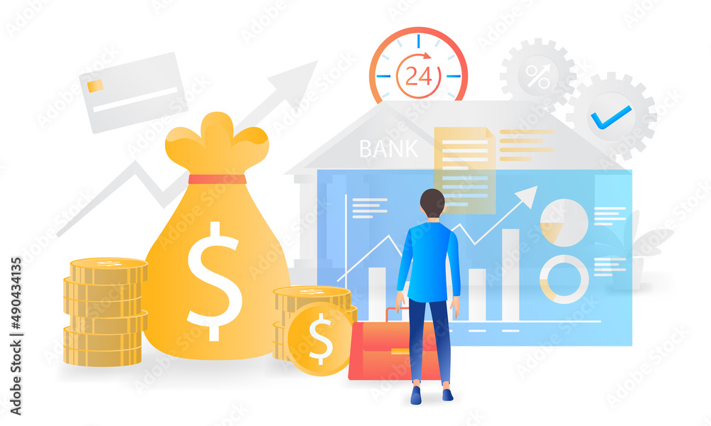 Flat style illustration of finance and banking Flat style illustration of finance and banking
