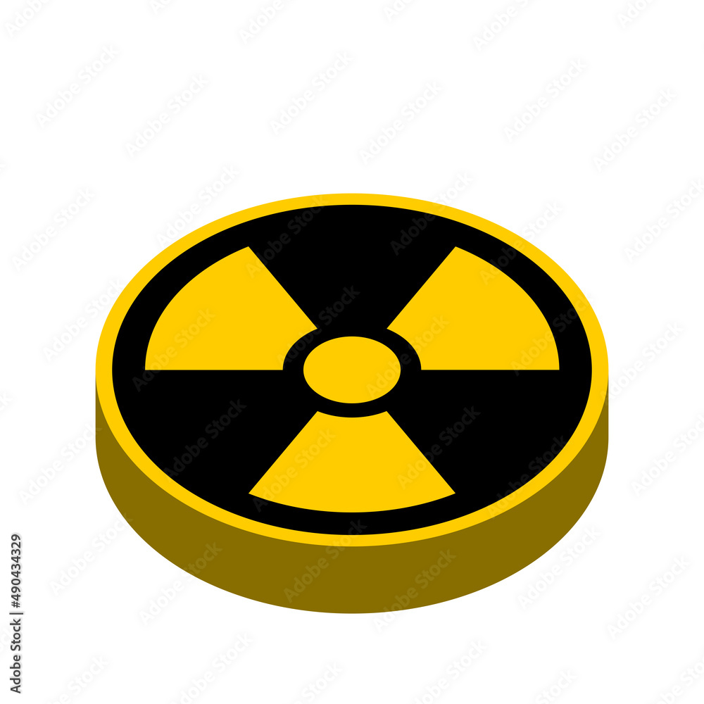 3D Style Push Button Icon with Nuclear Hazard Radiation Danger Sign. Vector Image. 3D Style Push Button Icon with Nuclear Hazard Radiation Danger Sign. Vector Image.