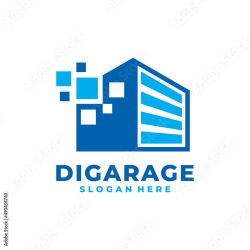Digital garage logo vector. Future storage service logo template design concept.