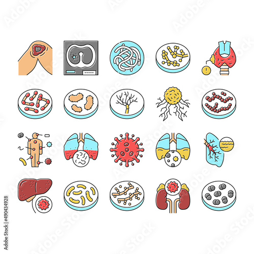 Bacteria Infection Collection Icons Set Vector .