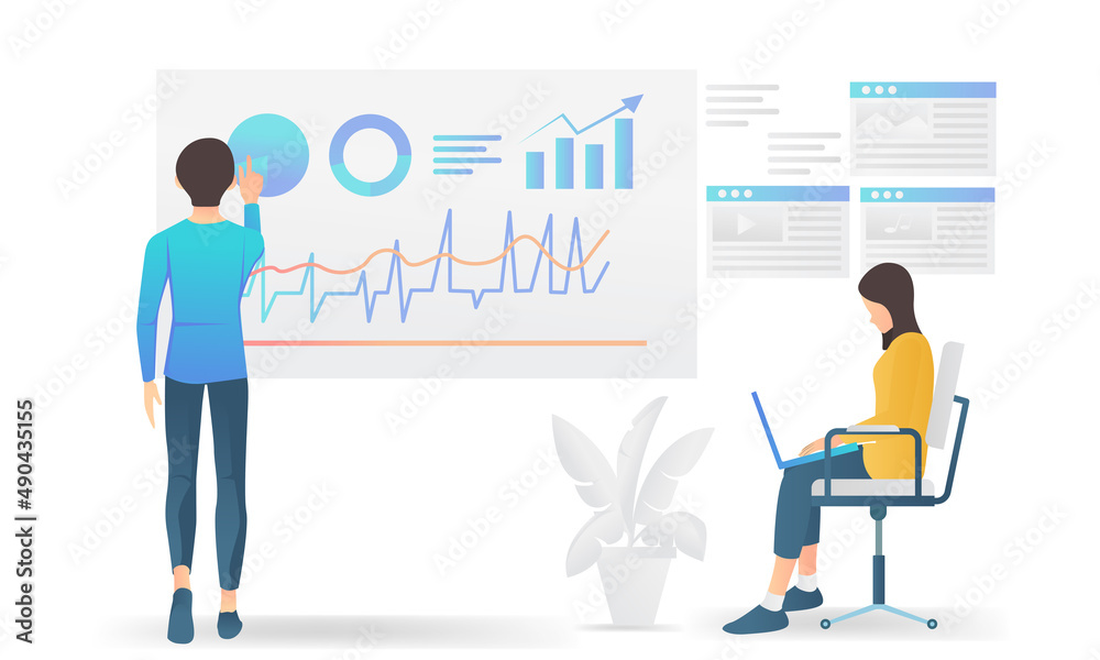 SEO data analysis isometric style illustration SEO data analysis isometric style illustration