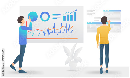 SEO data analysis isometric style illustration