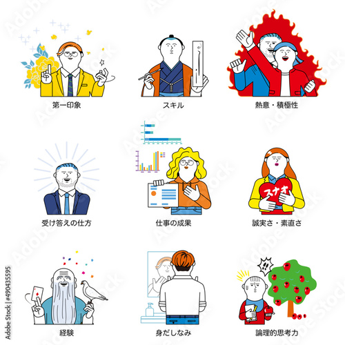 面接で重視する点のイラストセット