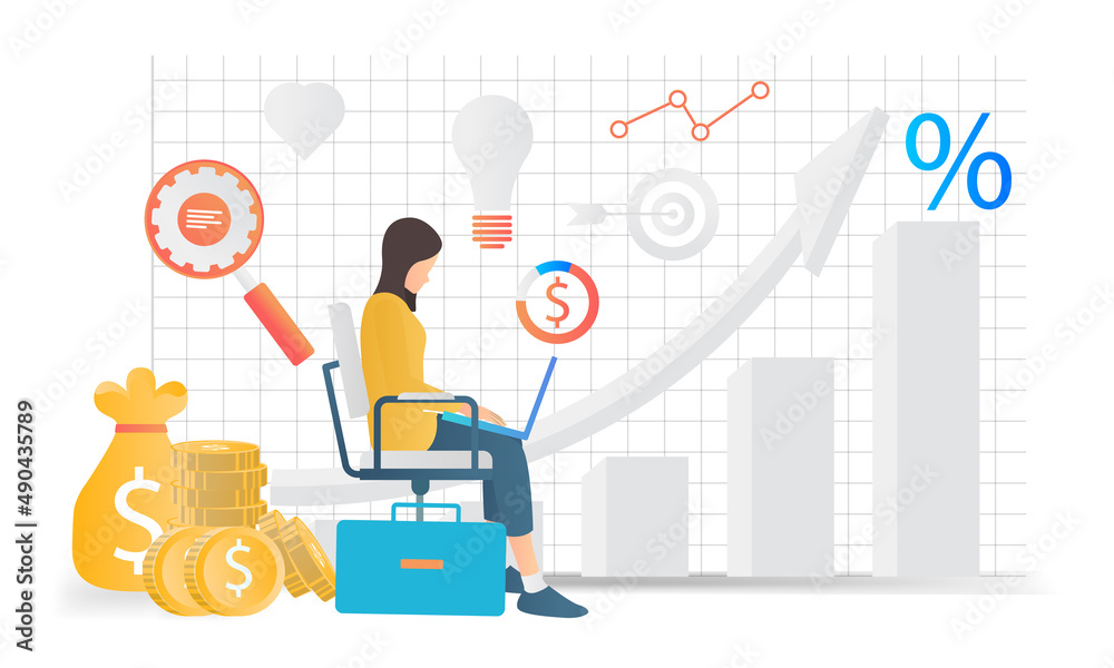 Isometric style business analysis illustration Isometric style business analysis illustration