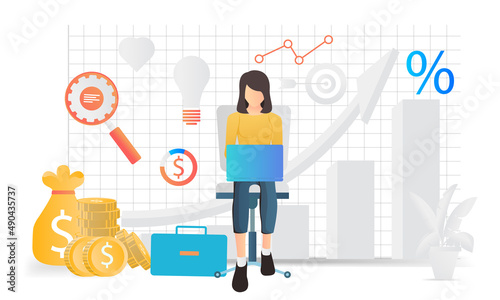 Isometric style business analysis illustration