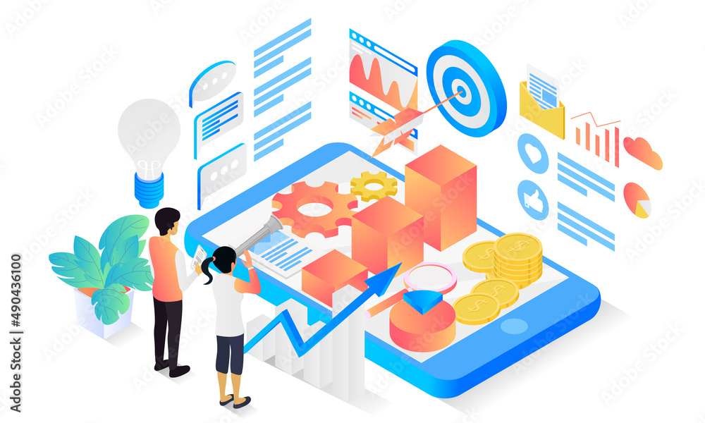 Isometric style website development illustration Isometric style website development illustration
