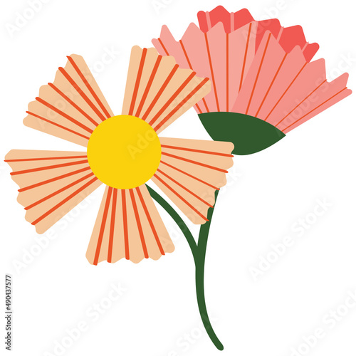 Colorful flowers vector illustration in flat color design