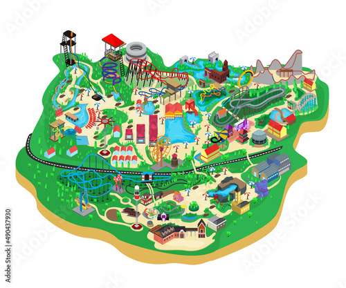 Isometric style playground map illustration
