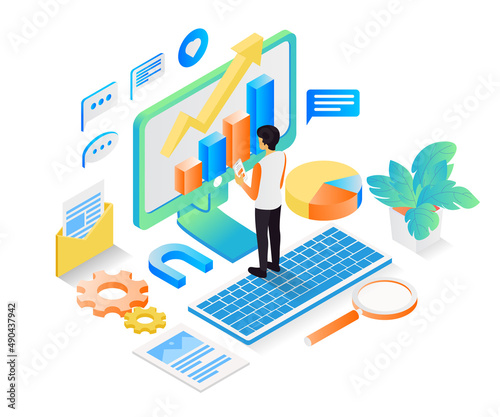 Isometric style website development illustration