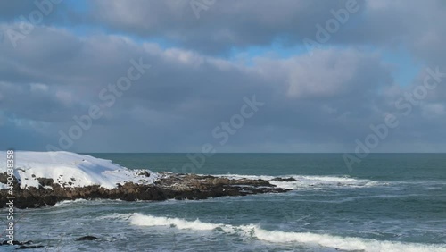 View of the rough sea in the Winter from Cape Hinode, Mombetsu, Hokkaido  photo