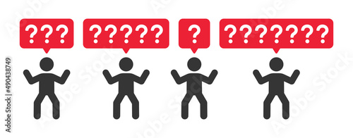 Why icon set. Man with question mark icon isolated on white background.
