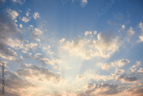 Bright orange sky and light of the sun