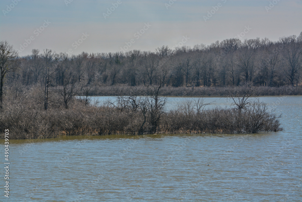 The view of Lake Hugo at Klamichi Park Recreation Area in Sawyer, Oklahoma