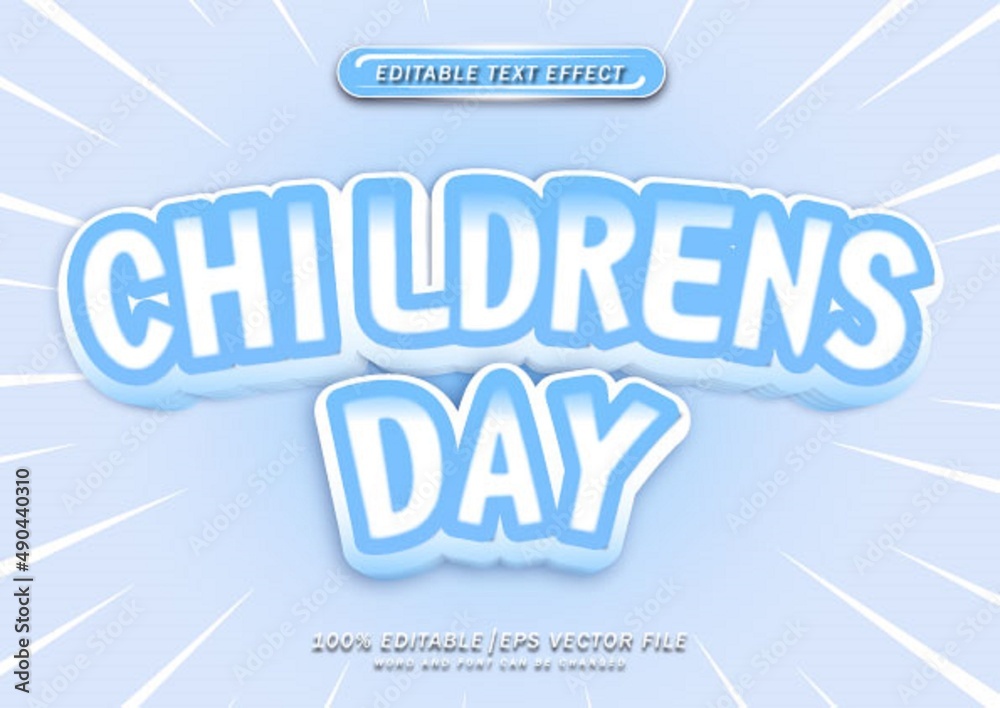 Childrens day editable text effect