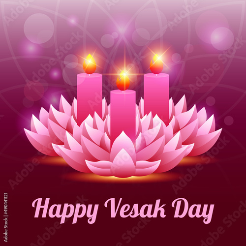 Vesak day with lotus flower illustration