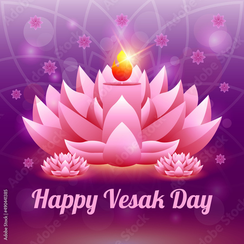 Vesak day with lotus flower illustration