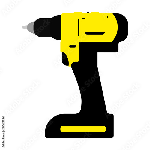 Electric drill isolated on white background. Cordless hand drill. Drill vector isolated.