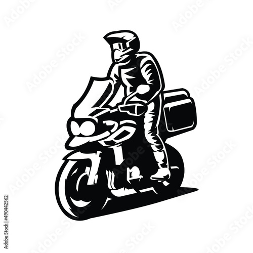Adventure touring bike motorcycle silhouette vector isolated in white background