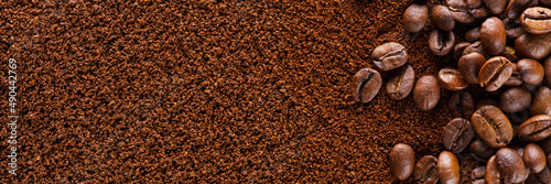 Coffee grind texture background , banner. coffee powder abstract background © Ilja
