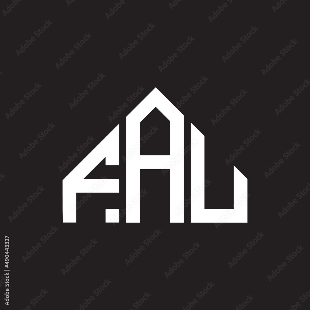 FAU letter logo design on black background. FAU creative initials letter logo concept. FAU letter design.