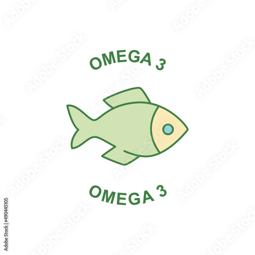 omega 3 label icon in color icon, isolated on white background 