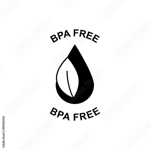 Bpa free,label icon  in black flat glyph, filled style isolated on white background photo