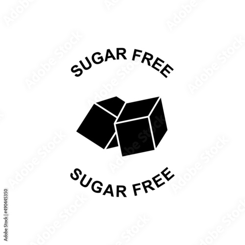 Sugar free label icon  in black flat glyph, filled style isolated on white background