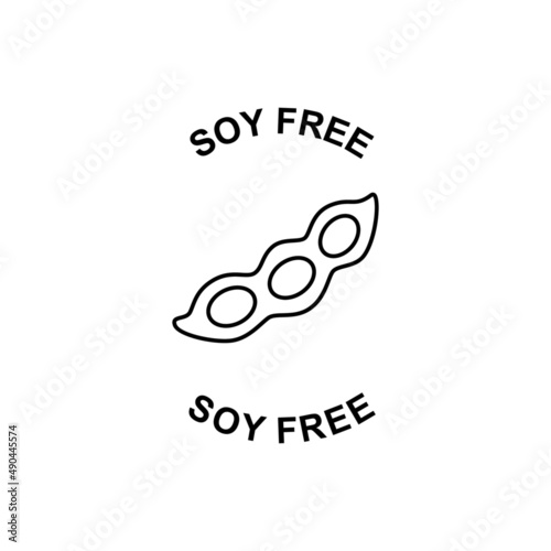 Soy Free Food labelicon in black line style icon, style isolated on white background