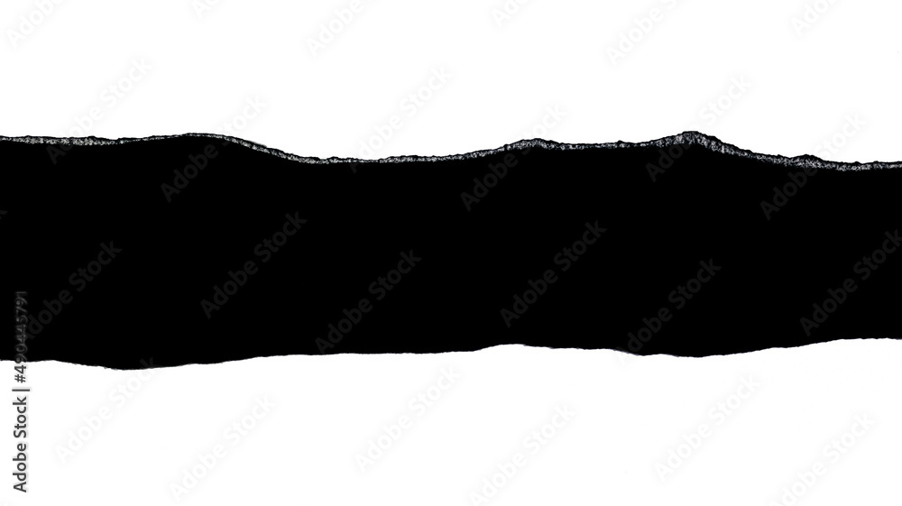 Torn black paper on white background. Concept for presentation and education Torn black paper on white background. Concept for presentation and education