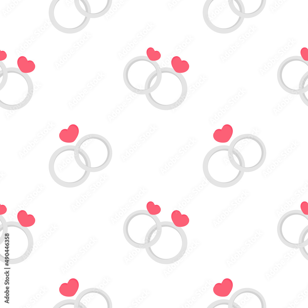seamless pattern ring with heart decoration on love theme on white background seamless pattern ring with heart decoration on love theme on white background