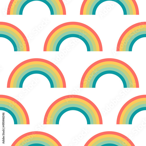 rainbow seamless pattern on white background