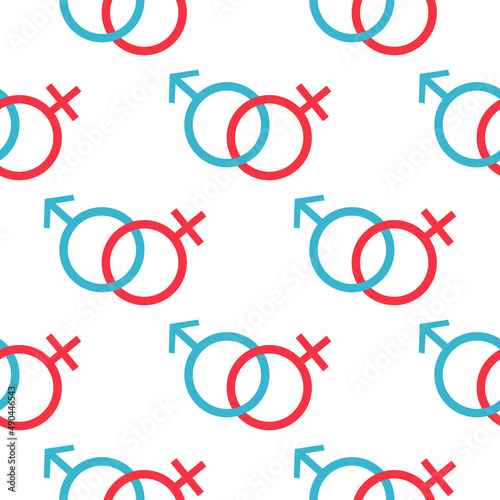 male and female gender seamless pattern on white background