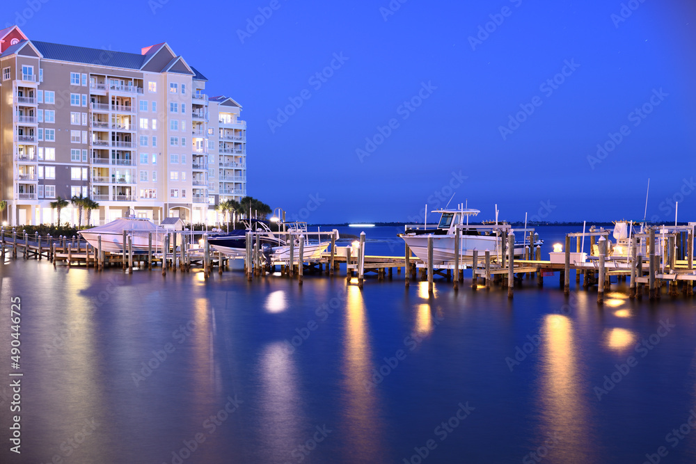 Panama City Condo at the water's edge with a dock and boats